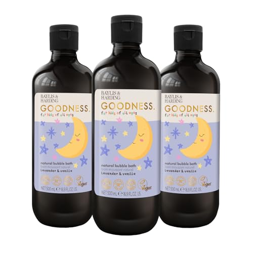 Baylis & Harding Goodness Kids Lavender & Vanilla Natural Bubble Bath 500 ml (Pack of 3) - Vegan Friendly