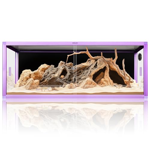 REPTI ZOO 68 Gallon Reptile Terrarium, 48" x 18" x 18" Light Weight Reptile Enclosure, Colored Reptiles Tank with Tempered Glass Door, Large Habitat for Bearded Dragon, Snake, Lizard, Gecko-Purple