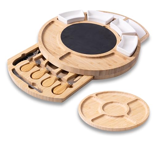 Elegant Bamboo Cheese Board Set: Appetizer & Charcuterie Platter with