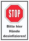 HB-Druck Bitte Hier Hände desinfizieren Schild A4 (210x297mm)