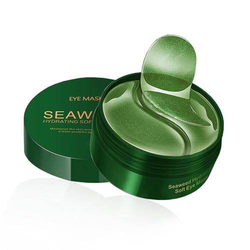Ailigeus Seaweed Under Eye Patches, Seaweed Essence Eye Mask for Puffy Eyes/Dark Circles/Collagen Eye Care Relieves Pressure and Reduces Wrinkles, Eye Gel Pads for Hydrating and Brightening (60 Pcs)