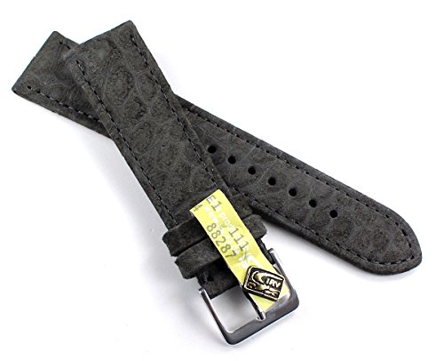Bracelet Montre Croco Gris Nubuck 20mm pour un Style Élégant au Quotidien