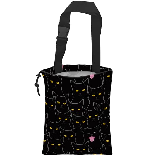 Image of Car Trash Bag Hanging Black Cats Car Trash Can Waterproof Garbage Bag Hanging for Car Back Seat