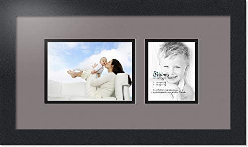 ArtToFrames Collage Photo Frame Double Mat with 1 - 4x5^ 5x7 Openings and Satin Black Frame