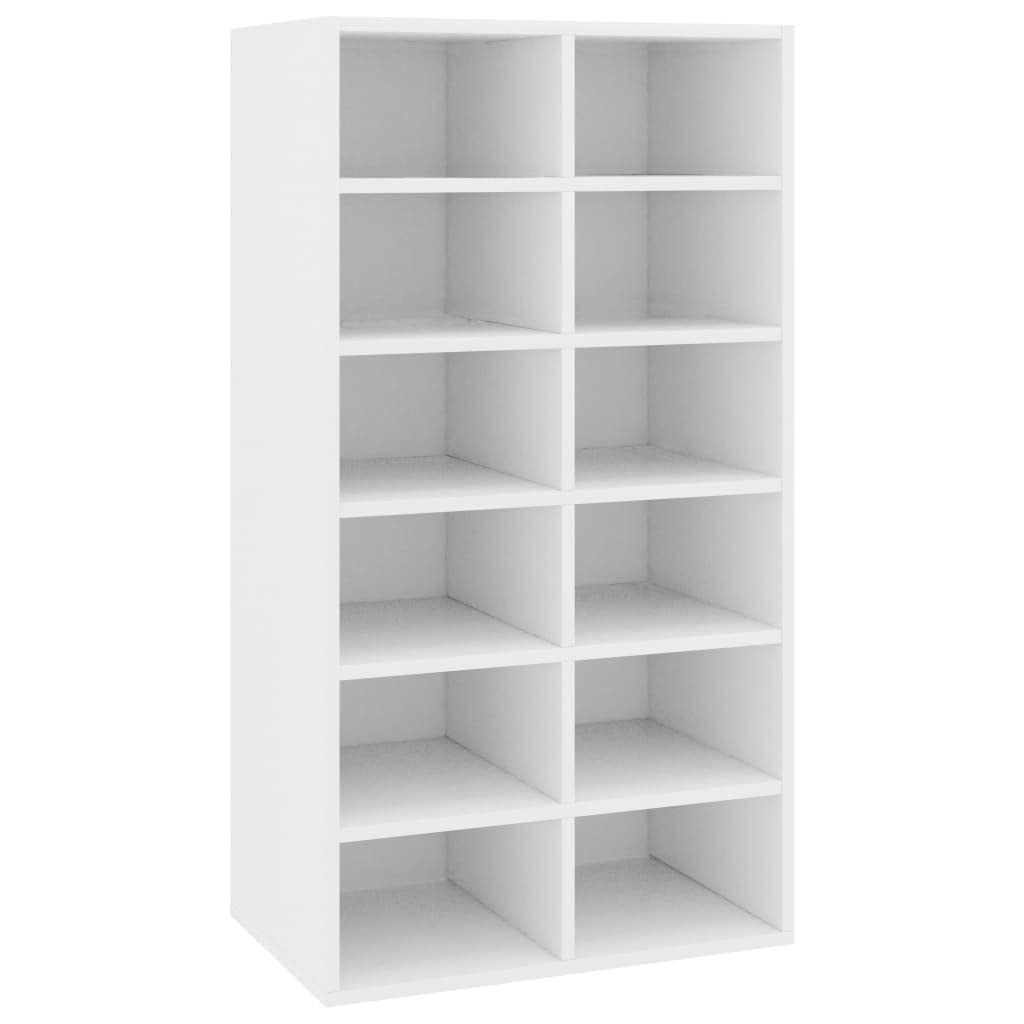 vidaXL Shoe Rack with 12 Shelf Robust and Stable Durable and Sturdy Hallway Entryway Shoe Organiser Shelf Cabinet White Engineered Wood