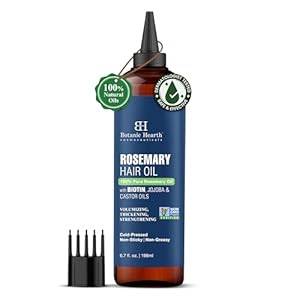 Botanic Hearth 100% Pure Rosemary Oil For Hair Growth (6.7 fl oz) Infused With Biotin, Jojoba & castor Oil | Hair strengthening Treatment | Nourishing & Volumizing | Non GMO Verified