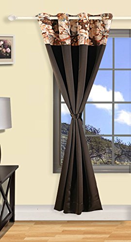 Image of Swayam 100% Blackout Polyester Window Curtain for Living Room & Bedroom | 5 Feet | Room Darkening Curtain with Eyelets | Pack of 1 | Solid Design - Brown