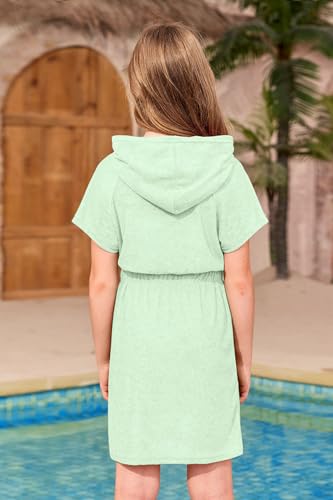 Image of BesserBay Girls Swim Cover Up Beach Bathing Suit Coverups for Swimwear Zip-Up Terry Cloth Robes with Sunglasses 6-14 Years