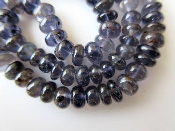 Perles en iolite lisse de 12mm à 15mm, rang de gemmes précieuses de 40 cm