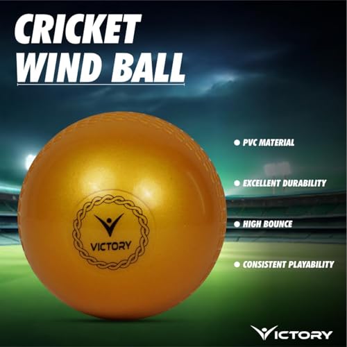 Image of Victory T-20 Synthetic Cricket Ball Match Practice Training | Practice Cricket Ball | Wind Balls | Swing Ball | Indoor & Outdoor Street & Beach Cricket (Metallic)