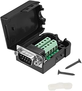 Fielect D-sub DB9 Breakout Board Connector with Case 9 Pin 2 Row Male RS232 Serial Port Solderless Terminal Block Adapter with Positioning Nuts 1PCS