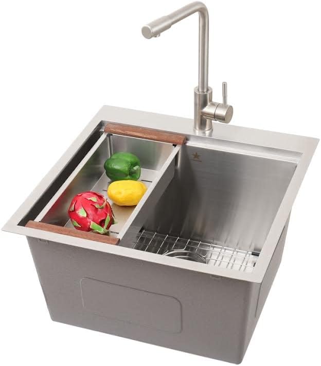 Miniatura 2 de STARSTAR Estación de trabajo con repisa de acero inoxidable 304 para montaje superior, fregadero de cocina, patio, bar, lavandería, oficina, con