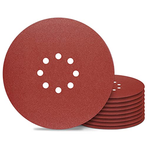 Awutzut 22,9 cm Schleifscheiben, Körnung 150, 8 Löcher, Klettverschluss, Schleifpapier für Trockenbauschleifer, 10 Stück Cover