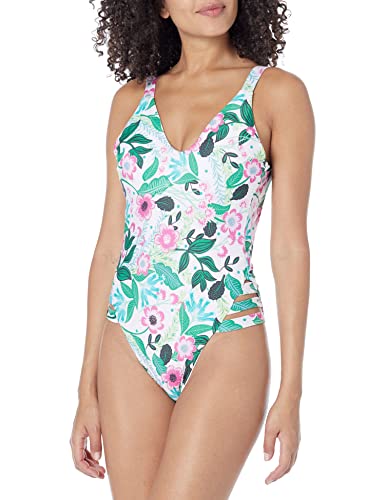 BECCA Women's Standard Virtue Print Play High Leg One Piece Swimsuit