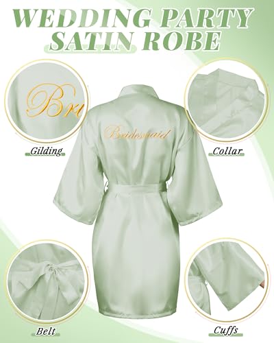 Image of Jecery 7 /12 Pcs Bridesmaid Robes Bride Kimono for Wedding Day Satin Embroidered Bridal Party Robes