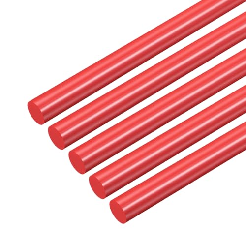 Image of uxcell 5 Pcs Red Plastic Rods 32 x 304mm ABS Styrene Round Stick Round Solid Bar DIY Model for DIY Toys Building Making Architectural Model Making