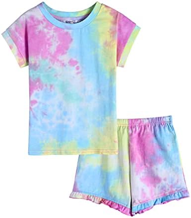 Greatchy Girls Tie Dye Clothes Pullover Top Short Pants 2Pcs Cotton Short Sleeve Tracksuit Outfit