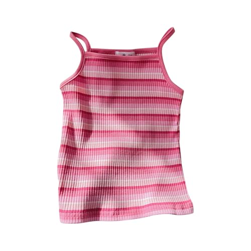 Girls Striped Knit Camisole Spaghetti Strap Cami Top Ribbed Knit Sleeveless Top Kids Toddler Stretch Rib-Knit Blouse