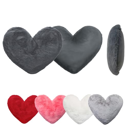 Brandsseller Herz-Kissen aus Plüsch 40x30 cm – Kuscheliges Dekokissen, Romantisches Geschenk zum Geburtstag, Valentinstag oder Muttertag – Weiches Zierkissen für Sofa, Bett und Reisen - Schwarz