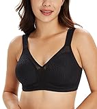 Lemorosy Full Coverage Non Padded Wireless Minimizer Bra Women's Plus Size Underwear Comfort and Double Support for Large Bust(Black,34E)