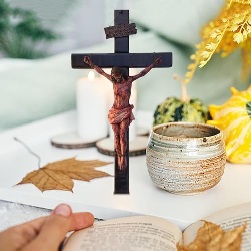 Crucifixo católico,Crucifixo católico para parede,Arte de parede cristã realista para meditação - Es