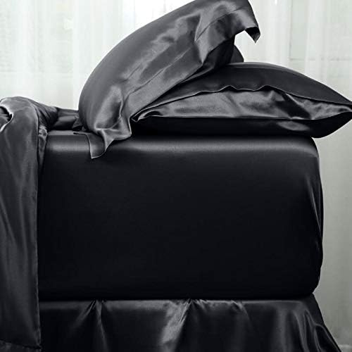 Miniatura 3 de Orose Juego de sábanas de seda de 4 piezas de 0.99 pulgadas (0.984in), 100% seda de morera Charmeuse, sin costuras, grueso, seda pesada, bolsillo