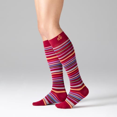 Medias de compresión graduada SOLIDEA Stripe Game Orion rubí XXL 2