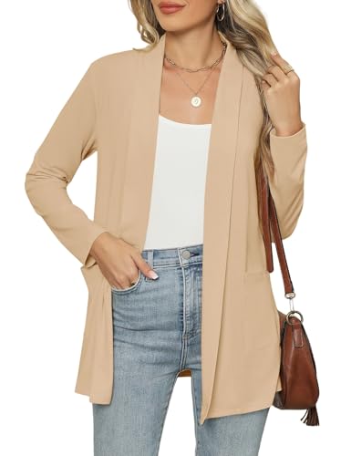 Image of Micoson Long Sleeve Lightweight Thin 2025 Summer Cardigan for Women Casual Loose Fit Kimono Cover Up with Pockets