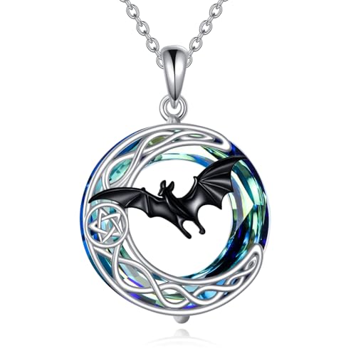 Collier chauves-souris argent sterling 925 et cristal de haute joaillerie