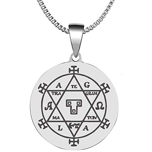 King of Solomon Circle of Pentacle Magic Hexagram Amulet Stainless Steel Pendant Necklace - Main Image