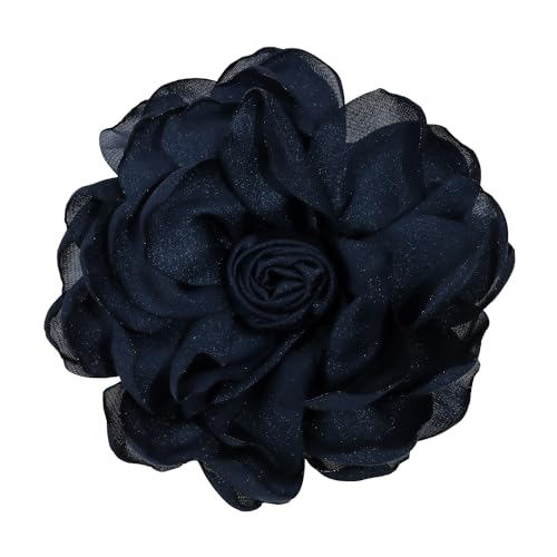 Image of Fabric Rose Flower Brooch Pin 4 Inch Large Handmade Satin Floral Lapel Pin for Women Girls Wedding Party Dance Dress Clothes Decoration