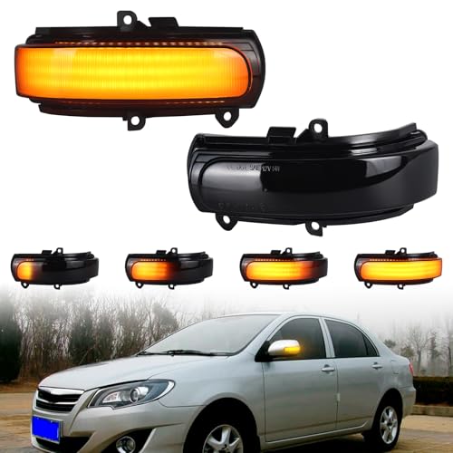 PWOBVZ Sequential Amber Led Side Mirror Turn Signal Lights for 2011-2016 Scion tC, Scion xB 2008-2015 Side Turn Indicator Assembly Smoked Lens, pack of 2
