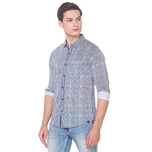 Image of Spykar Men's Slim Shirt (8907966628175 Indigo Blue M)