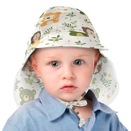 Cartoon Childish Animals Light Color Kid Sunhat Boys Beach Play Hats Girl UPF 50 Wide Brim Traveling Camping2