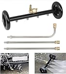 Dual-Function Undercarriage Cleaner,Surface Cleaner for Pressure Washer, 16 Inch, Underbody Car Wash Water Broom with 3 Pieces Extension Wand, 4000 PSI