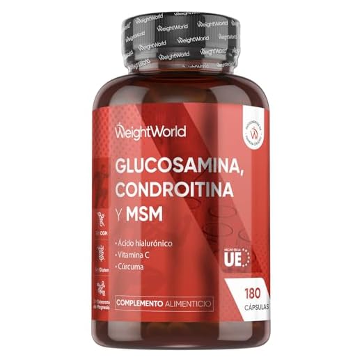 Glucosamina, Condroitina y MSM, 180 Cápsulas, 6 Meses de Suministro - Complejo Reforzado con Ácido Hialurónico, Vit C y Cúrcuma en Polvo para la Movilidad del Hombre y la Mujer, Formación del Colágeno
