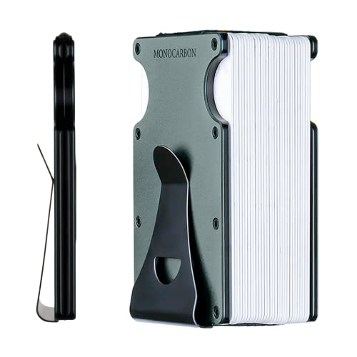 MONOCARBON Schlanke, minimalistische Vordertasche, Kartenhalter, Brieftasche, RFID-blockierend, Kreditkarten-Geldclip, Manganstahl, GRAU, Minimalistisch Cover