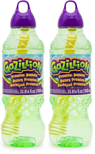 Gazillion - Solution à Bulles de Savon, Recharge 1L de Liquide à Bulles de Savon Enfant pour Machine, Pistolet et Baguette à Bulles (Lot de 2)