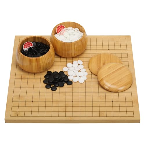 VPH Bamboo Go Game Set - Tablero reversible 19x19 miniatura 3