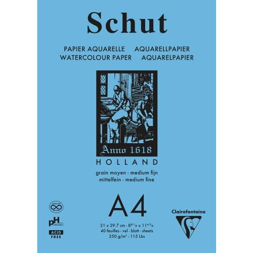 Lot de 5 Bloc encollé de 40 feuilles Schut A4 250 g/m², blanc naturel