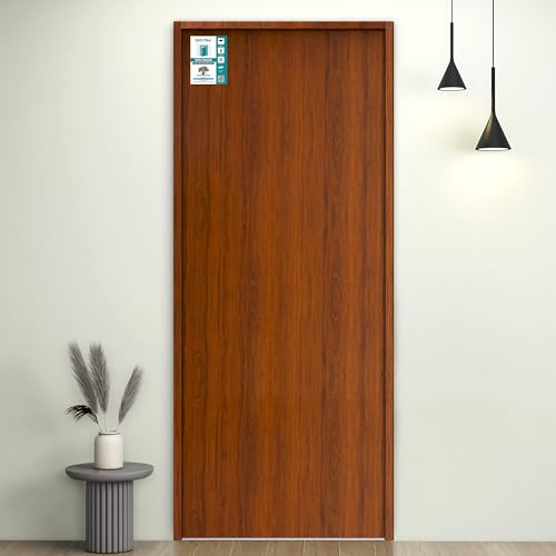 Image of Plantex WPC Doors for Bathroom (30 mm - Thickness) /Waterproof Bathroom Door /2.5x7 Feet Wooden Finished Door for Home /Balcony /Office /Kitchen, Density-550 (30x84 inch,26 kg- Classic Wooden)