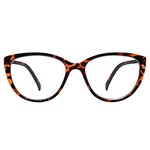 AMOMOMA Fashion Ladies Spring hinge Readers,Blue Light Blocking Computer Reading Glasses for Women AM6005 with Brown Tortoise Frame 1.5 x