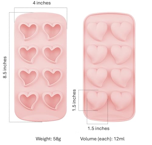 Bandeja de cubitos de silicona forma corazón, pack 3 verde miniatura 2