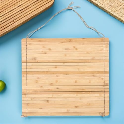 Scolapiatti arrotolabile in bambù 45 x 44 cm Scolapiatti pieghevole per lavello Mensola da cucina per ottimizzazione dello spazio e drenaggio dell'acqua