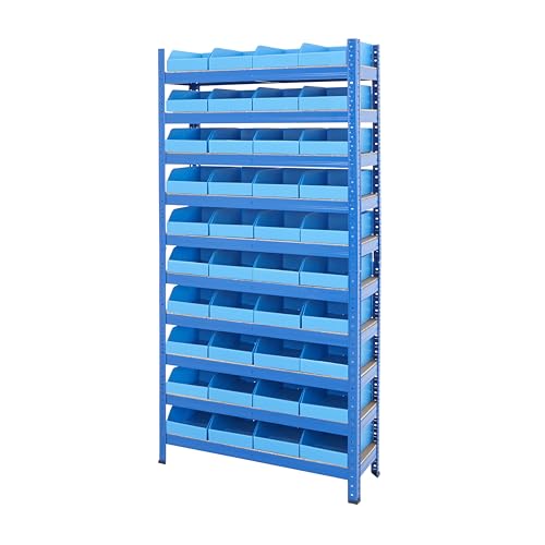 BiGDUG Essentials Picking Shelving Unit - Pick and Pack Shelves 265kg UDL per shelf - 1780H x 900W x 300D mm - 10 Levels - With 40 Correx® Plastic Parts Bins