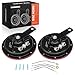 A-Premium 2 Pack Disc Horn High & Low Universal Electric Horns Waterproof Round Loud 12V 110 dB, Compatible with most Car, Trucks, Scooter, Motorcycles, Special Vehicles, 123mm