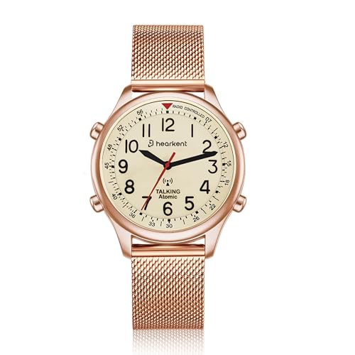 Hearkent Womens Atomic Talking Watch Loud and Clear English Announce for Senior/Blind/Visually Imparied Exquisite and Stylish Gift2004L (Rose Gold)
