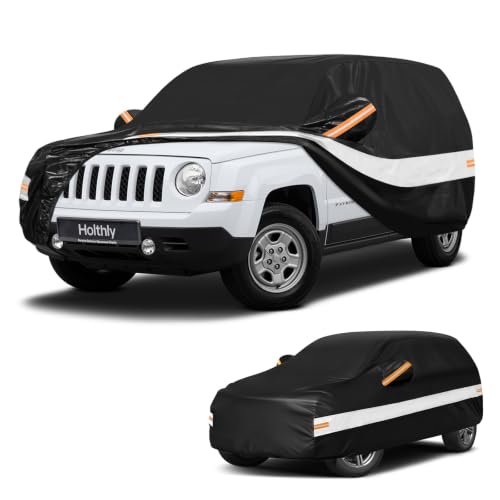 Image of 10 Layers SUV Car Cover Custom Fit for Jeep Patriot (2006-2017), Waterproof All Weather for Automobiles, Outdoor Full Cover Sun Dust Rain Protection with Cotton. Black