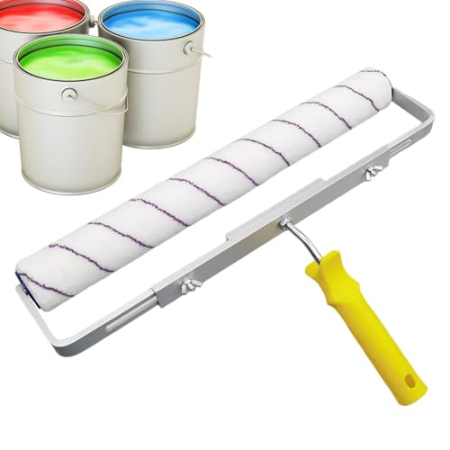 Kuxiptin Rodillo de pintura grande, rodillo de pintura para techo sin juego de goteo. Juego de rodillos de pintura para techo con marco, rodillo de suelo ancho y ligero de aleación de aluminio para