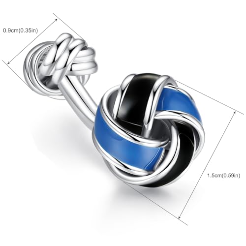 HONEY BEAR Mancuernillas Twist Knot acero azul y negro miniatura 6